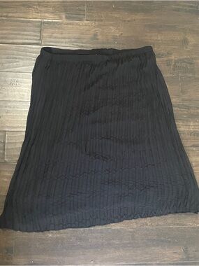 George Black Pleated A-Line Skirt with Elastic Waist